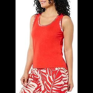 LB70 by Lloyd Boston Women's Glow Metallic Trim Tank Poppy Red - Regular